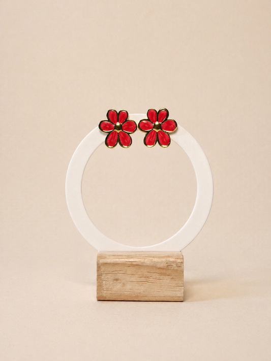 BOUCLES FLEURS RED