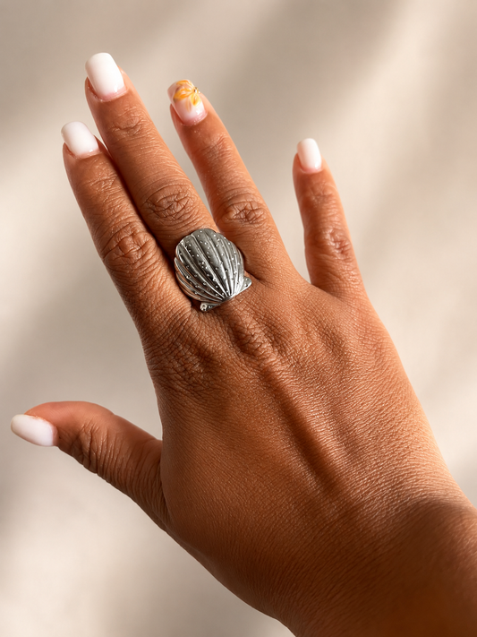 BAGUE COQUILLAGE ARGENTÉ